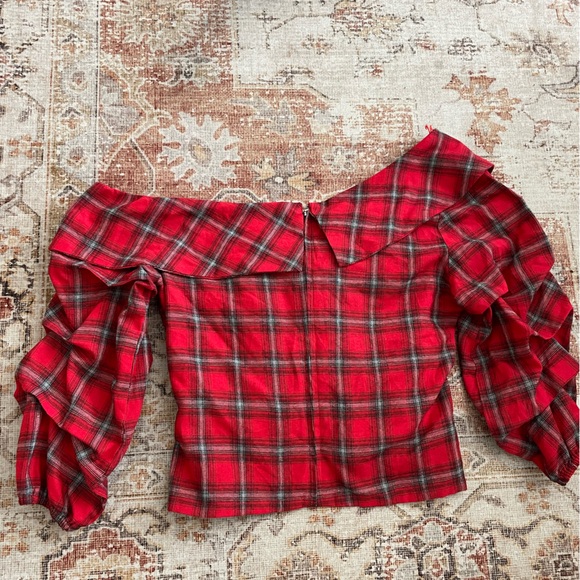 Lulumari plaid off shoulder cross front top - Picture 6 of 6